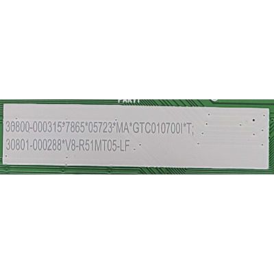 MAIN PARA TV TCL / NUMERO DE PARTE 30800-000315 / 40-R51MT7-MAA2HG / 11602-500225 / 30801-000288 / V8-R51MT05-LF / GTC010700I / PANEL LVU500NDEL HS9W01 / DISPLAY CV500U2-L02 / MODELO 50S446	 - Imagen 2